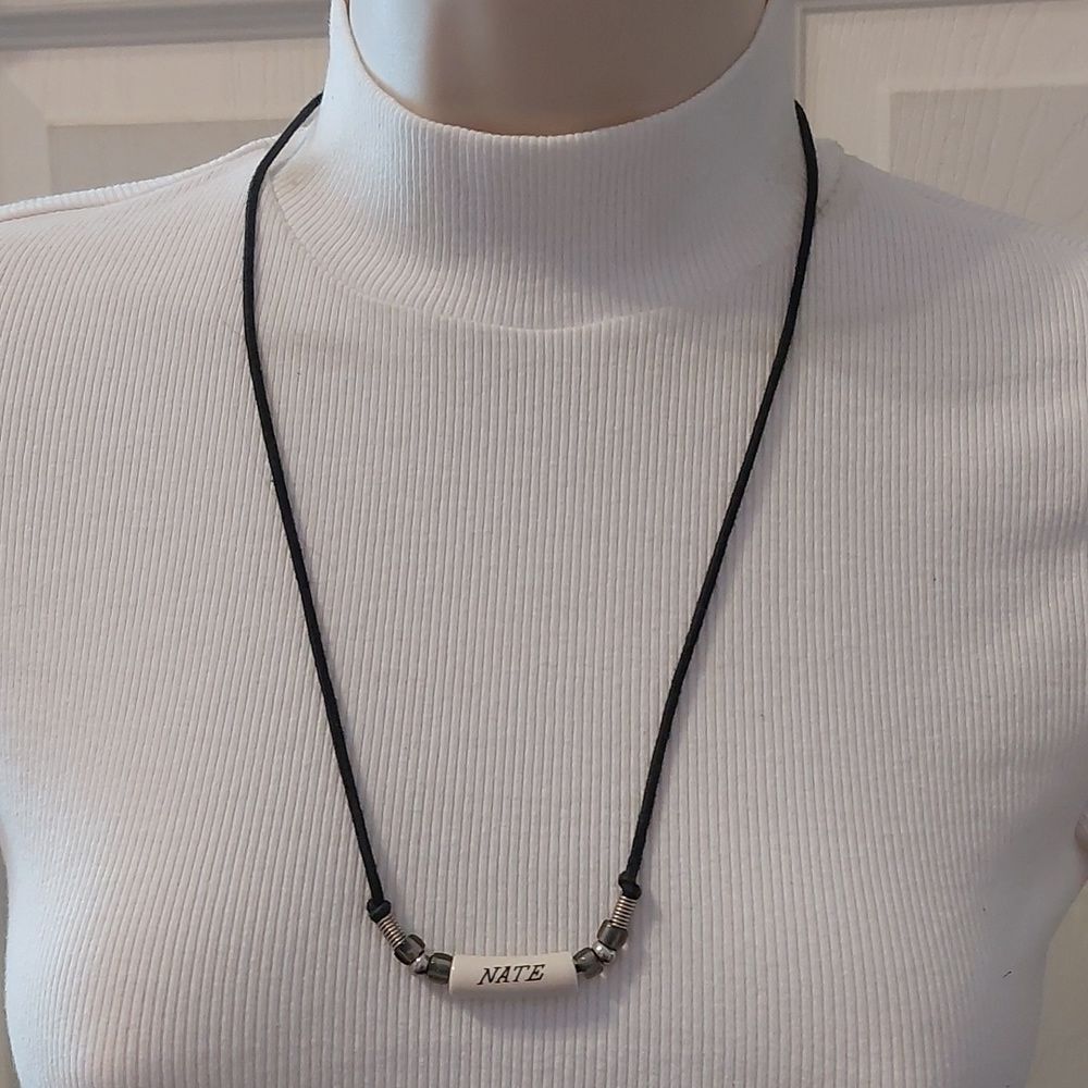 Nate Name Personalized Necklace with adjustable cord